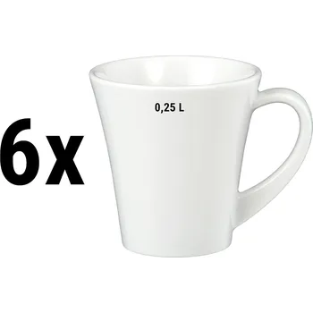 G.Gastro (6 pieces) SELTMANN WEIDEN | Porcelain Cappuccino Cups – 250 ml - White - Meran Steak & More - Microwave & Dishwasher Safe