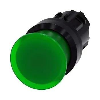 Stykač SIEMENS Tlačítko hřibové, osvětlené, 22 mm, kulaté, plast, zelená, 30 mm 3SU1001-1AD40-0AA0