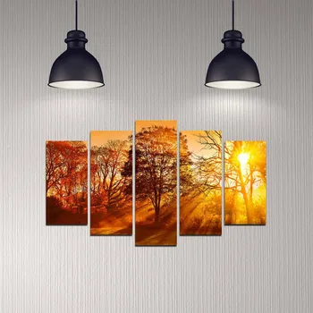 ASIR Obraz na MDF 5ks PAPRSKY SLUNCE 20 x 60 (1) 20 x 50 (2) 20 x 40 cm (2)