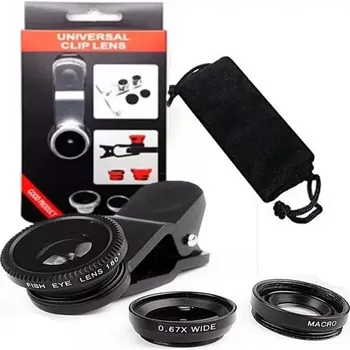 Mobilní telefon Univerzální sada objektivů na mobil s klipem 3v1