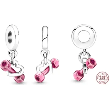 Přívěsek Charm Sterlingové stříbro 925 Činka a srdce, přívěsek na náramek sport
