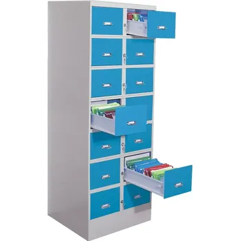 Kartotéka 2380/7/S kartotéka 14- zásuvková A5, šedá/modrá