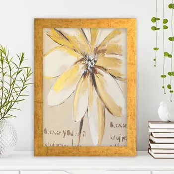 Bytová dekorace ASIR Obraz na MDF s rámem OKROVÝ KVĚT 24 x 29 cm