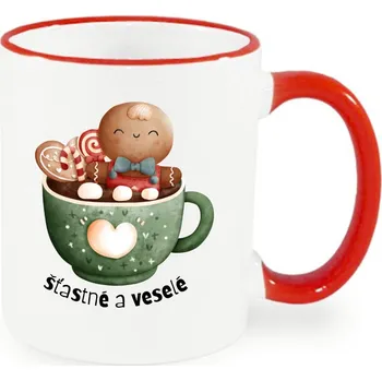 Vánoční hrnek - Šťastné a veselé Barva: Červená