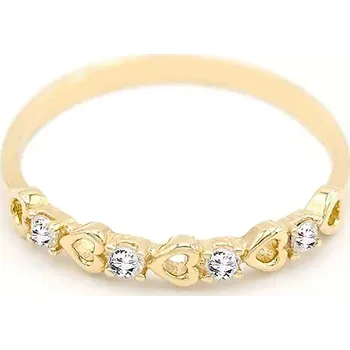 Prsten Zlatý prsten se srdíčky a zirkony 0,85g