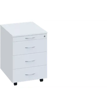 Zásuvkový kontejner EKC 2 - 01 kontejner pojízdný, 4-zásuvkový, deska 25 mm, centrální zámek, tužkovnice, bílá