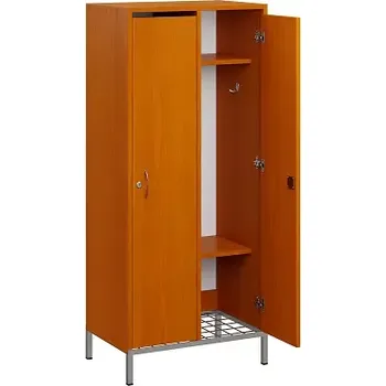 Šatní skříň SSR - 140 - 60 šatní skříň dřevěná, 2-dveřová, háček, kovové nohy s roštem, 1400x600x400, třešeň šumavská