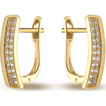 Náušnice biju Pozlacené náušnice 14k, proužek ozdobený pásy zirkonů 1002675