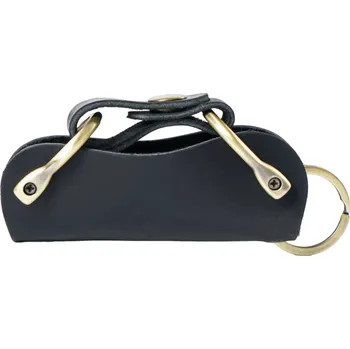 Kožená oboustranná smart klíčenka černá, luxusní provedení z pravé kůže, 10x4cm