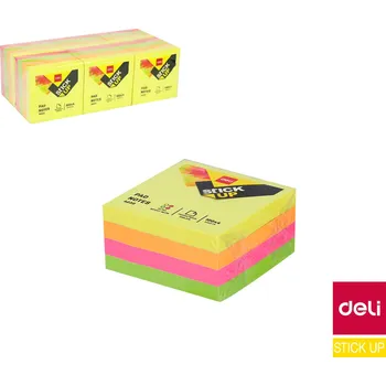Samolepící bloček Bloček samolepící kostka Deli Neon stick up 51 x 51mm 4x100l EA03303