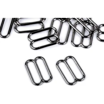 Posunovač na prádlo / motýlka šíře 12 mm kovový, malé, 2 nikl černý