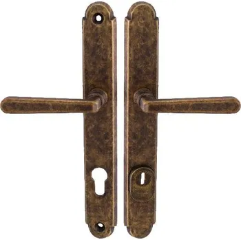 Dveřní kování MP KOVÁNÍ NI - ALT WIEN bezpečnostní kování s překrytím vložky Provedení: PZ (klika/klika), Povrch: OBA - Antik bronz, Rozteč: 90 mm