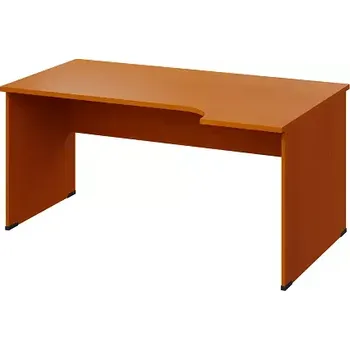 Psací stůl LR 28 - 164 stůl kancelářský, rohový, pravý, dřevěná podnož, deska 25 mm, široký 1600 mm, třešeň šumavská