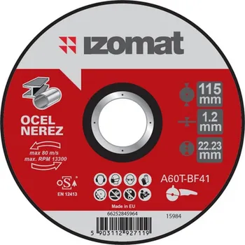 Řezný kotouč Kotouč řezný IZOMAT ocel/nerez A60T-T41 115x1,2 mm