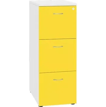 Kartotéka LKR - 3 dřevěná kartotéka A4, 3-zásuvková, centrální zámek, korpus bílá/čílka žlutá odio