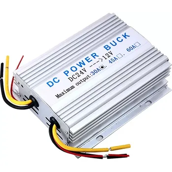 Měnič napětí Měnič napětí, připojení pomocí kabelů z 24V na 12V (30A), hliníkový kryt