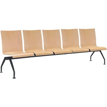 MONTE 5, dřevěná lavice do čekárny, 5-sedák, přírodní buk, kostra černá