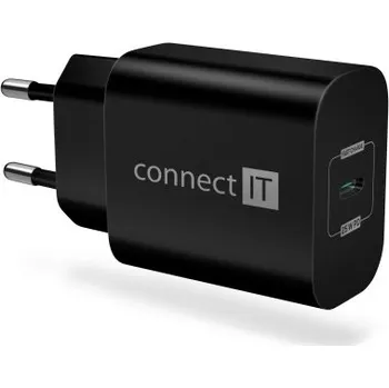 CONNECT IT Voyager2 nabíjecí adaptér 1×USB-C, 25W PD, ČERNÝ