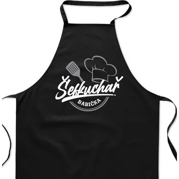 Kuchyňská zástěra Zástěra černá Šéfkuchař babička