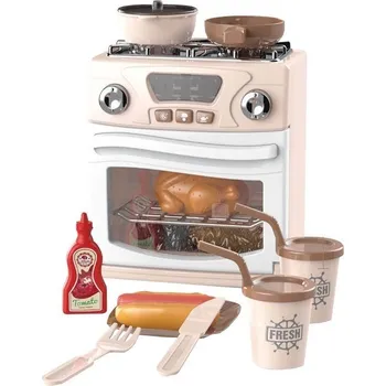 Dětská kuchyňka MaDe My Little Home 11886 sporák s příslušenstvím růžový/bílý