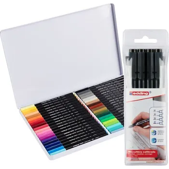 Fix EDDING 1300 na papír, 40ks v kovové krabičce + DÁREK liner EDDING 1880 Drawliner černý 4ks