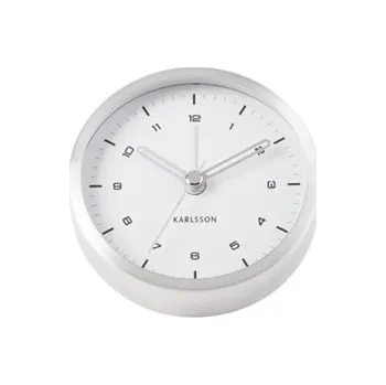 Budík Budík Tinge 9 cm stříbrný Karlsson (Barva - stříbrná, bílá)