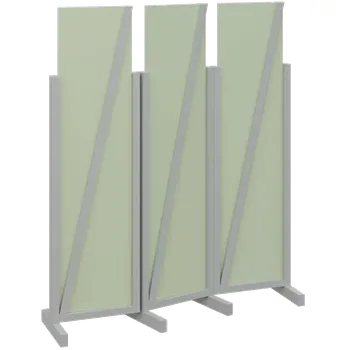 Paraván ATMOSFERE LINE 216, dřevěný 3-dílný paraván, mobilní, výška 1600 mm, rám šedá, výplň šedo-zelinkavá
