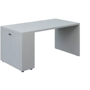 Dílenský stůl QPL 8 - 16D2 stůl pracovní, dřevěná podnož, 2-dvéřový, levý, deska 36 mm, široký 1600 mm, šedá