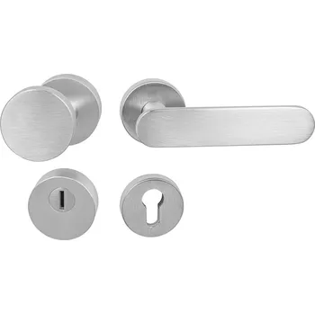 Dveřní kování TI - CUBO/NELA - R rozety PZ PLUS, koule/klika pravá OCS - Chrom broušený (96)