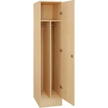 Šatní skříň SLS - 41T šatní skříň dřevěná, 1-dveřová, pravá, šatní tyč, 1800x400x500, sokl, bříza světlá