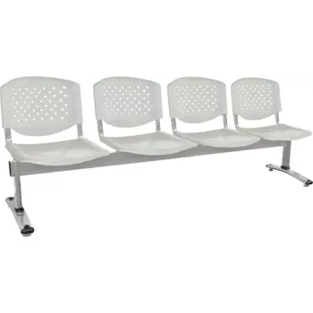 FLORIDA - 4, plastová lavice do čekárny, 4-sedák, šedá, kostra stříbrná