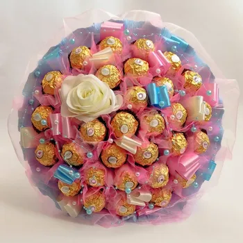 umělá květina Ateliér Confetti Kytice z bonbónů Ferrero Rocher - Vilma Růžová