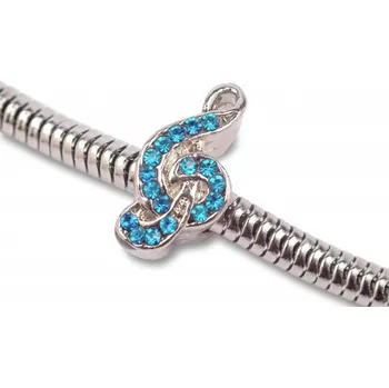 Náramek Náramek Houslový klíč s kamínky 18 cm Barva: Tyrkysová