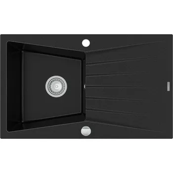 Kuchyňský dřez MEXEN - Cesar granitový dřez 1-mísa dřez s odkapávač 775x470 mm, černá 6514771010-77