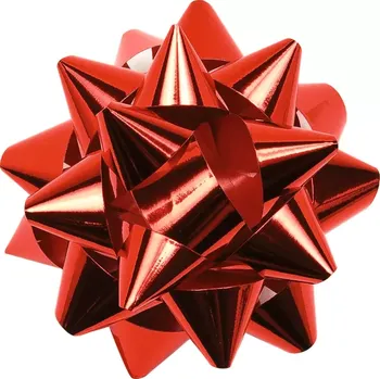 Stuha Rozeta dárková GIFT BOW červená střední 8cm (Rozeta dárková, červená, střední 8cm, samolepící)