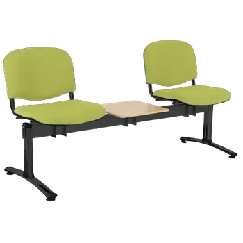 CL - 23 + D, čalouněná lavice do čekárny, 2-sedák, stolek, koženka AN - 079 citrónově zelená, kostra černá