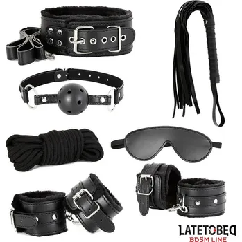 LateToBed BDSM Line 7 Bondage Pieces Set Black