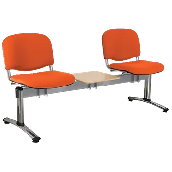 CL - 23 + D, čalouněná lavice do čekárny, 2-sedák, stolek, látka SUE - S 46 oranžová, kostra chrom
