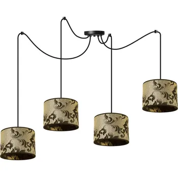 Závěsné svítidlo Werona Spider 1, 4x černé/zlaté textilní stínítko se vzorem