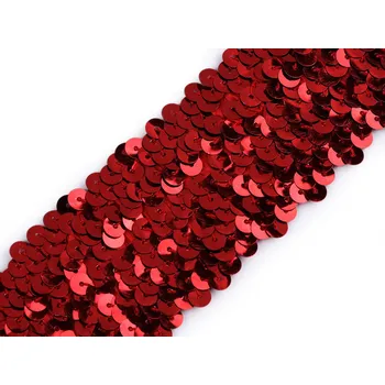 Flitrový prýmek šíře 45 mm elastický, barva 2 červená