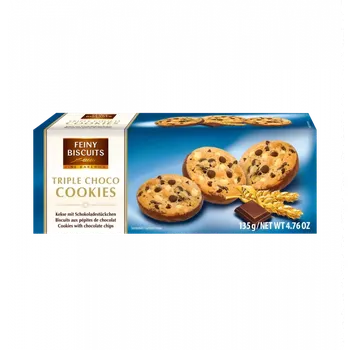 Feiny Biscuits Trojité čokoládové sušenky Cookies s čokoládovými lupínky 135g