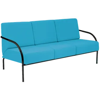 Pohovka SPA 3 černý lak, látka SUE S 65 - látka tyrkysová