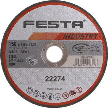 Řezný kotouč 150x2x22.2mm řezný na kov FESTA INDUSTRY kotouč 22274