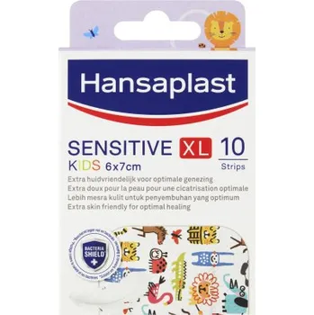 Náplast Hansaplast Sensitive XL Kids Dětské náplasti pro citlivou pokožku s různými motivy zvířátek 6 x 7 cm