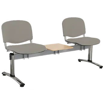 CL - 23 + D, čalouněná lavice do čekárny, 2-sedák, stolek, koženka AN - 052 šedá, kostra chrom