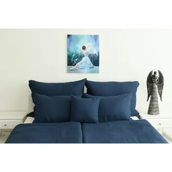 Povlečení Nelly Souprava lněného povlečení - tmavě modrá 140x200, 70x90