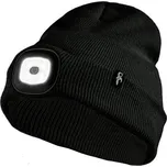 Zimní čepice s LED světlem a USB dobíjením - černá