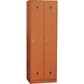 Šatní skříň STL - 180 - 60 šatní skříň dřevěná, 2-dveřová, šatní tyč, 1800x600x500, sokl, třešeň šumavská