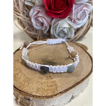 Náramek RV studio Louny s.r.o. Drhaný náramek bílý - Amazonit Hnědý matný 8 mm