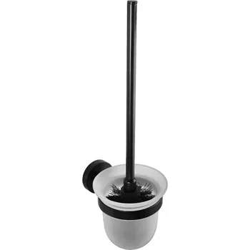 Sapho X-ROUND BLACK WC štětka závěsná, mléčné sklo, černá mat, XR303B